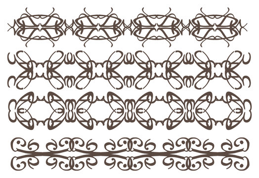 Vintage pattern decorative design elements set isolated on white