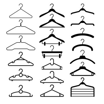 Clothes hanger silhouette collection. Vector illustration