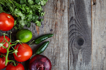 Ingredients for sauce Pico de Gallo, salsa fresca