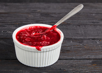 Cranberry sauce in a bowl