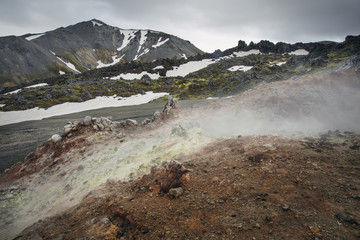 aerial view to mountains valley in Iceland