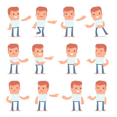 Set of Active and Positive Character Casual Boy making presentat