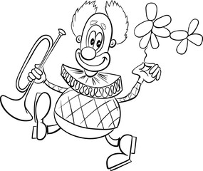 funny clown coloring page