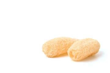 dry Luffa sponge on white background,image for spa concept.