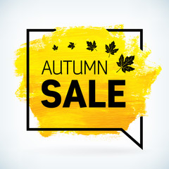 Yellow hand paint artistic dry brush stroke autumn sale. - 121237180