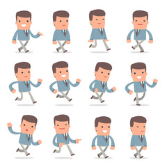 Set of Funny and Cheerful Character Graduate Student goes and ru