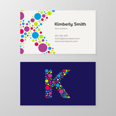 Modern letter K circle Business card template