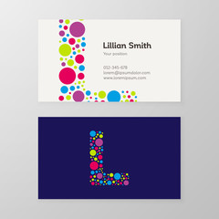 Modern letter L circle Business card template