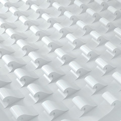 3d illustration. Three-dimensional white pattern based on the repetition of the waveform. Architectural abstract background.