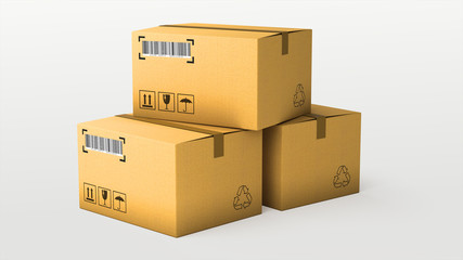 Fototapeta premium Cardboard boxes isolated over white background