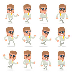 Set of Funny and Cheerful Character Impudent Reseller goes and r