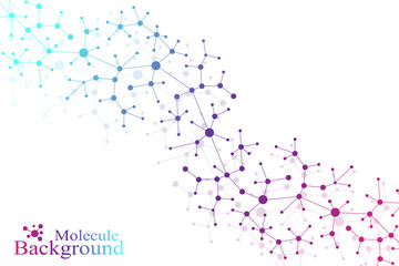 Structure molecule atom dna and communication background. Concept of neurons. Connected lines with dots. Illusion nervous system. Medical scientific backdrop. Vector illustration.