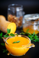 pumpkin soup in a bowl