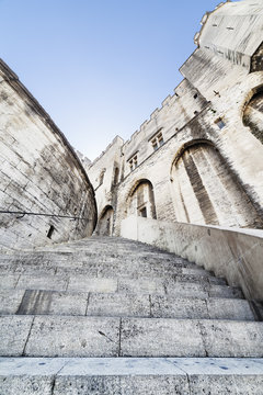 Stairs on the Palais des Papes in Avignon