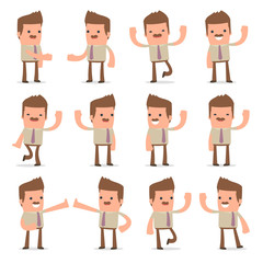 Set of Funny and Cheerful Character Bookkeeper welcomes poses