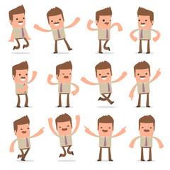 Set of Laughing and Joyful Character Bookkeeper in celebrates an