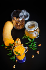 pumpkin smoothie with nuts and honey