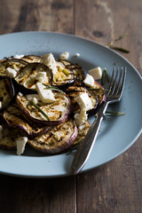 Fried eggplant with feta cheese
