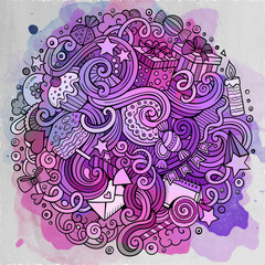 Cartoon hand-drawn doodles holidays illustration