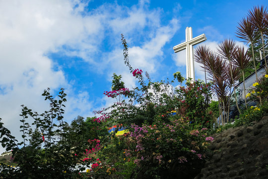 Christian Cross on Colorful Hill
