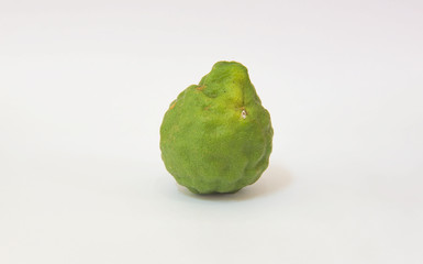 fresh Bergamot fruit, green Bergamot isolated on white background.