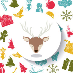 Reindeer inside circle icon. Merry Christmas season and decoration theme. Colorful design. Vector illustration