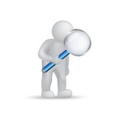 3D People With A Magnifying Glass - Isolated On White Background. Vector Illustration, Graphic Design. For Web, Websites, Print Material, Template