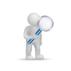 3D People With A Magnifying Glass - Isolated On White Background. Vector Illustration, Graphic Design. For Web, Websites, Print Material, Template