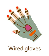 Wired gloves line icon. Vector illustration.