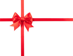 Red bow and ribbon isolated on white background