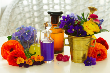aromatherapy - flowers in mortar