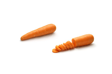 Isolated set of carrot sliced on white background