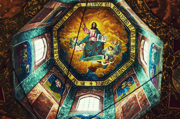 Fototapeta na wymiar God on church ceiling paintings