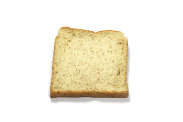 Square slice of fresh whole grain meal bread. Detailed bread texture