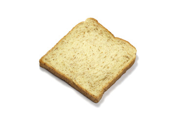Square slice of fresh whole grain meal bread. Detailed bread texture