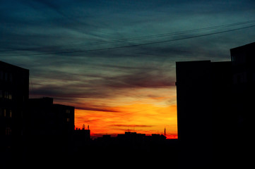 Sunset in a city