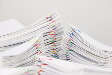 Pile overload document have blur pile paperwork foreground and background