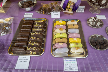 Copenhagen, Denmark, Detail, Danish Bakery Shop, Window, Chocolate  