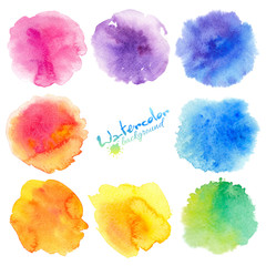 Rainbow colors watercolor paint stains vector backgrounds set