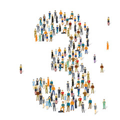 Crowded people vector alphabet figures and letters.