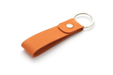 Leather key chain isolated on white background