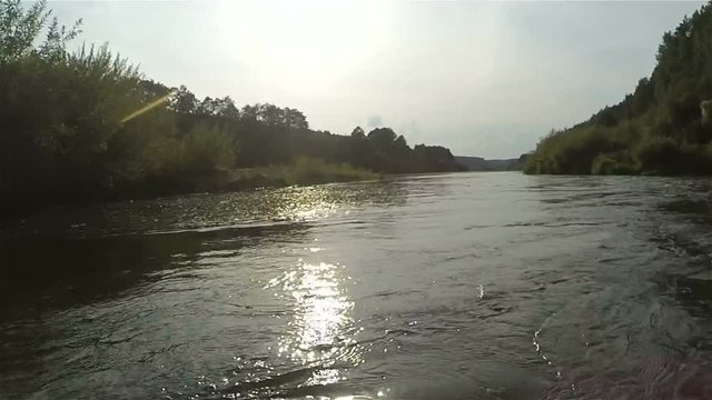 Kayak fast timelapse down river