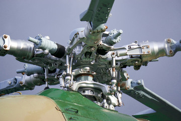 the blades of a helicopter, parts of the helicopter