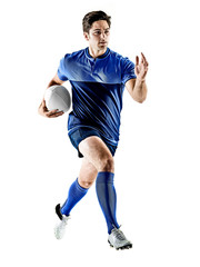 Naklejka premium człowiek rugby gracz na białym tle