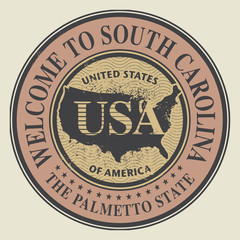 Grunge rubber stamp with text Welcome to South Carolina