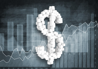 Dollar currency rate, 3D rendering