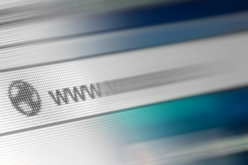 Closeup of Http Address in Web Browser in Shades of Blue - Shallow Depth of Field