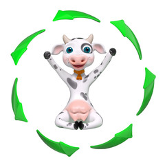 Cartoon character cow 3d rendering