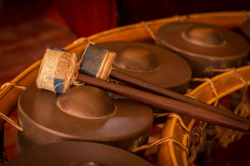 Khong Wong Lek,a percussion instrument consisting of small gongs of different pitches strung...