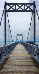 Fototapeta premium Wood and metal bridge perspective vertical